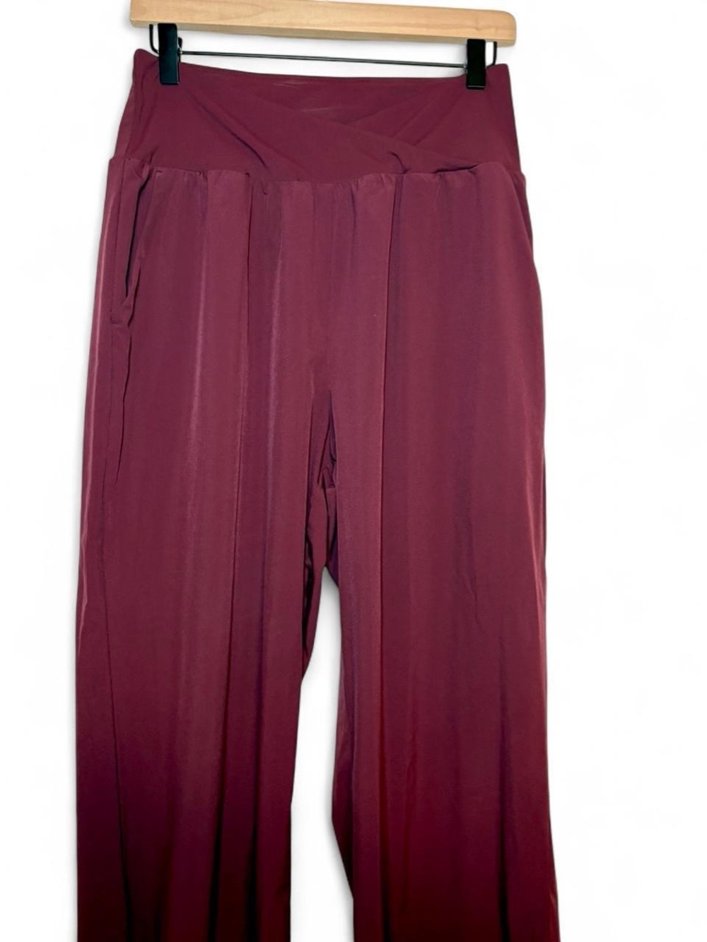 HALARA Wide Leg Cropped Pants in Burgundy - Picture 3 of 8